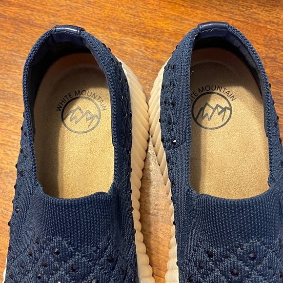 White Mountain Dark Blue sparkling stones Textured Slip-Ons - Picture 3 of 5